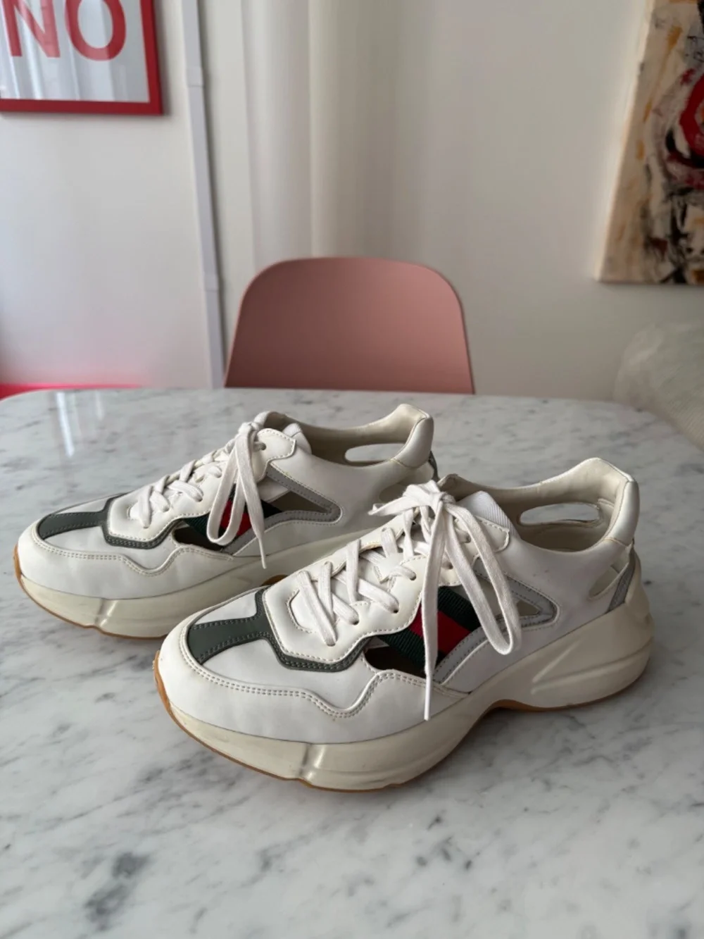 Gucci Rhyton Sneakers Cut Out Leather - Men's size 7